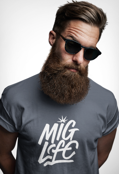 Mig Life Welding Tee Dark, White text