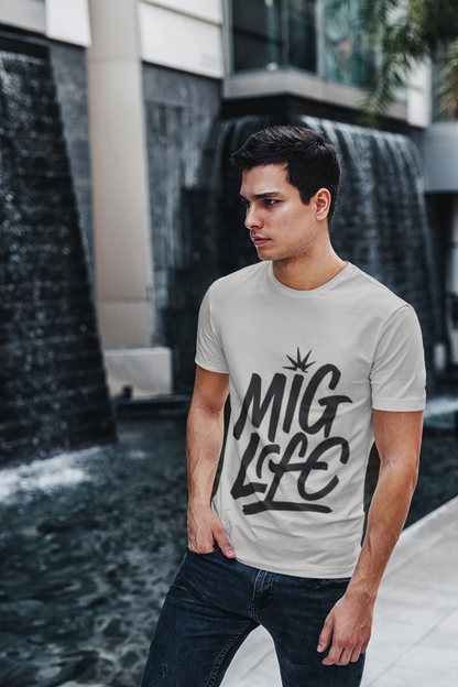 MIG Life Unisex Jersey Tee Light Color with Black text