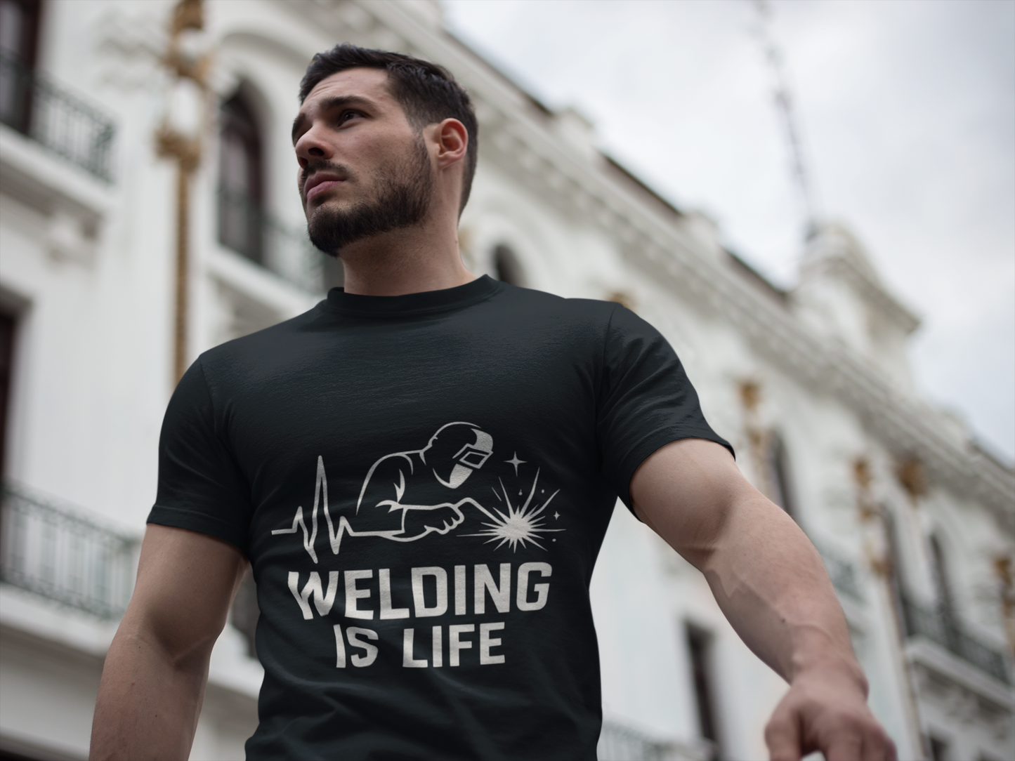Welding is Life Unisex Jersey Tee Dark Color with White text