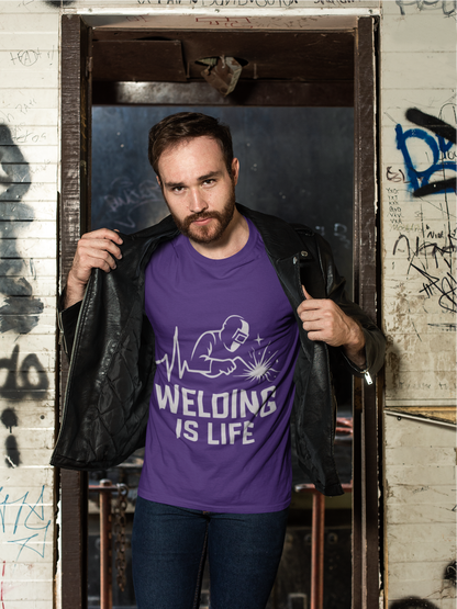 Welding is Life Unisex Jersey Tee Dark Color with White text
